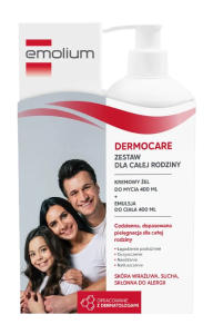 Zestaw EMOLIUM DERMOCARE Ochronna Emulsja do Ciała 400ml + Kremowy Żel do mycia 400ml