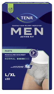 TENA MEN PANTS Normal Grey L/XL (95-130 cm) Bielizna Chłonna - 30 sztuk