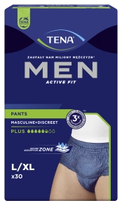 TENA MEN PANTS Plus Blue L/XL (95-130 cm) Bielizna Chłonna - 30 sztuk