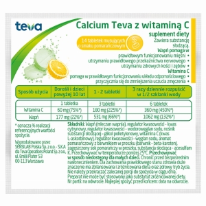 Calcium Pliva z wit.C tabl.mus. x14 (12+2)