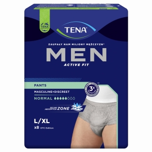 TENA MEN PANTS Normal Grey L/XL OTC Edition (95-130 cm) Bielizna Chłonna - 8 sztuk