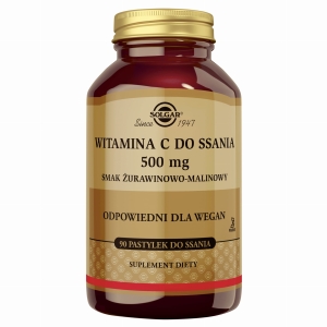 SOLGAR Witamina C 500 mg (Smak Żurawinowo-Malinowy) - 90 Pastylek Do Ssania
