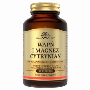 SOLGAR Wapń i Magnez W Postaci Cytrynianu - 100 Tabletek