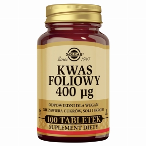 SOLGAR Kwas Foliowy 400 µg (Hipoalergiczny) - 100 Tabletek