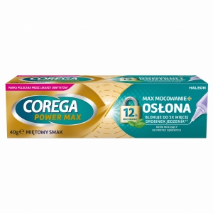 Corega Power Max Mocowanie + Osłona krem mocujący do protez o miętowym smaku 40g
