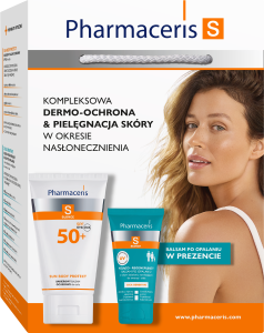 PHARMACERIS S Zestaw Kompleksowa dermo-ochronna i pielęgnacja skóry w okresie nasłonecznienia (Barierowy balsam ochronny do ciała SPF 50+ - 150ml + Kojąco-regenerujący balsam po opalaniu - 50ml)