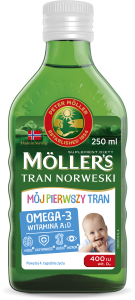 MÖLLER'S MÓJ PIERWSZY TRAN NORWESKI WITAMINA D i A Dla Niemowląt - 250ml