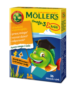 MÖLLER'S OMEGA-3 TRAN ŻELKI RYBKI Pomarańczowo-Cytrynowe Dla Dzieci - 36szt.