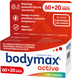 BODYMAX ACTIVE Witaminy + Magnez - 80 tabletek (60+20 szt. GRATIS)