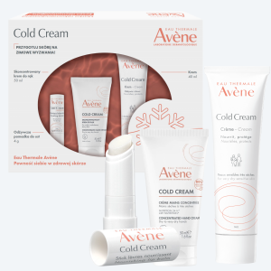 AVÈNE COLD CREAM Zestaw (Krem - 40ml + Skoncentrowany krem do rąk - 50ml + Pomadka do ust - 4g)