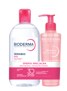 BIODERMA SENSIBIO Zestaw (H2O Woda micelarna do skóry wrażliwej - 500ml + Żel oczyszczający - 500 ml)