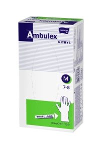 AMBULEX Rękawice nitrylowe jednorazowe białe (rozmiar M) - 100 szt.