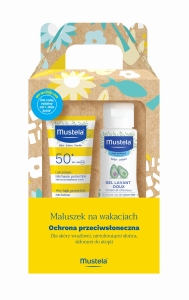 MUSTELA BEBE Maluszek na wakacjach Zestaw (Mleczko przeciwsłoneczne SPF 50+ - 40ml + Delikatny żel do mycia z organicznym awokado - 100ml)
