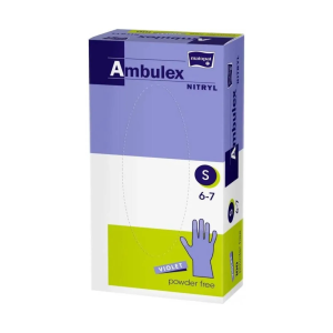 AMBULEX Rękawice nitrylowe w kolorze fioletowym bezpudrowe (rozmiar S) - 100 szt.
