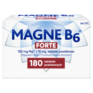 Magne B6 Forte 100mg²⁺+10mg, tabletki powlekane - 180 szt.